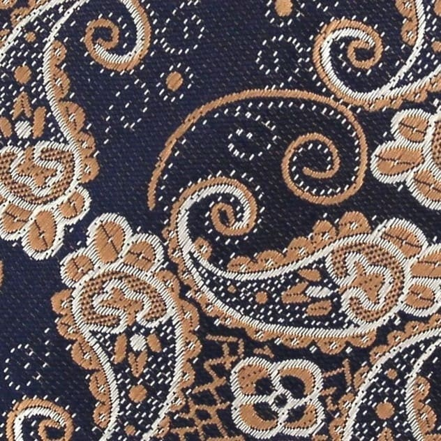 Corbata Estrecha Paisley Azul y Dorada
