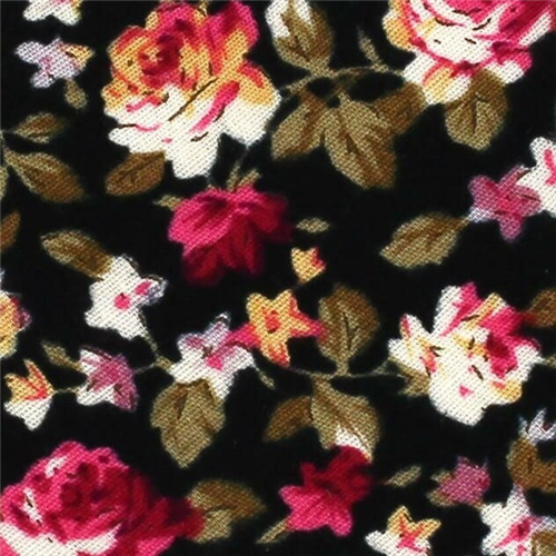 Corbata Estrecha Flores Negra