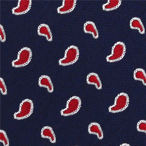 Corbata Estrecha Paisley Azul Marino y Rojo
