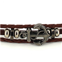 Pulsera Trenzada Cuero Marrón con Ancla