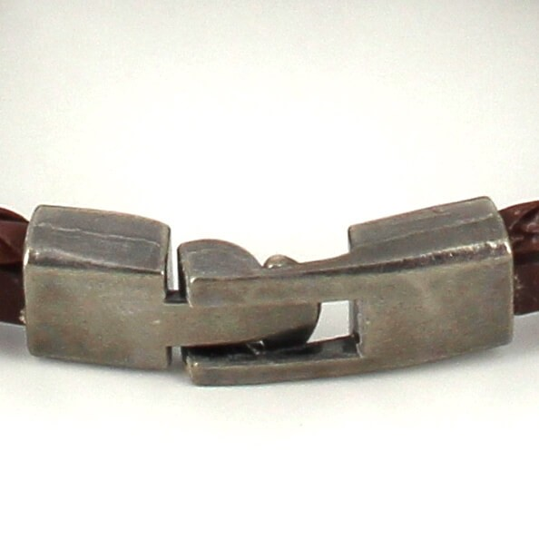 Pulsera Trenzada Cuero Marrón con Ancla