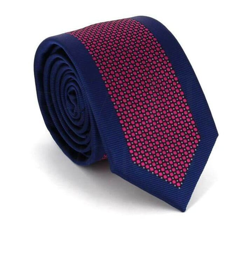 Corbata Estrecha Azul Marino y Rosa