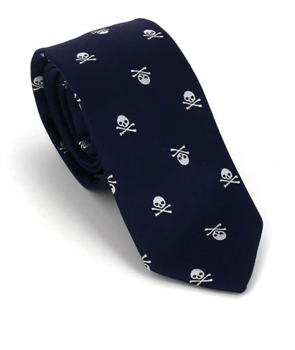Corbata Estrecha Calaveras Azul Oscuro