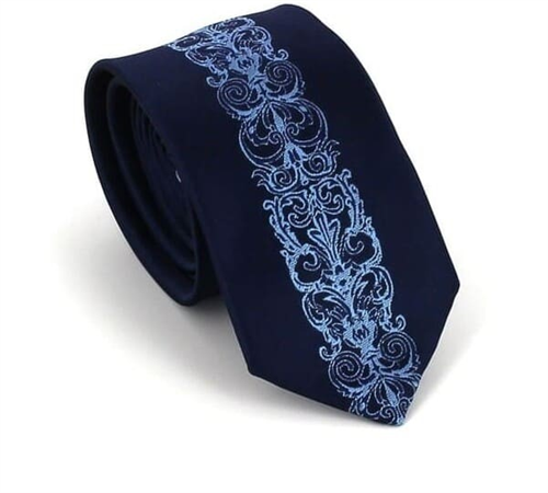 Corbata Estrecha Cenefa Vertical Azul