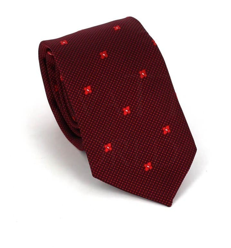 Corbata Estrecha Cruces y Puntos Roja