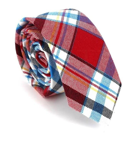 Corbata Estrecha de Cuadros Multicolor