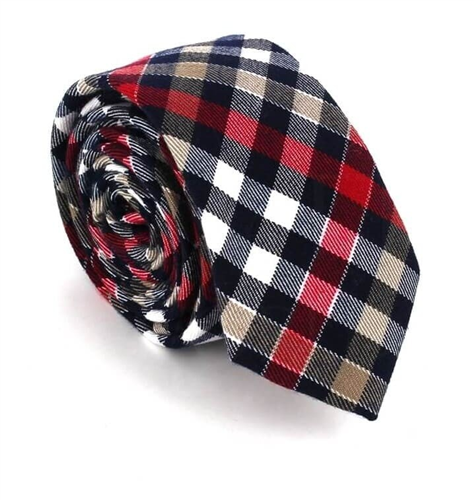 Corbata Estrecha de Cuadros Multicolor