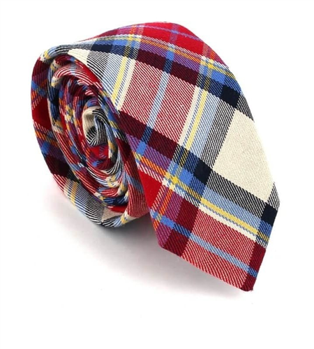 Corbata Estrecha de Cuadros Multicolor