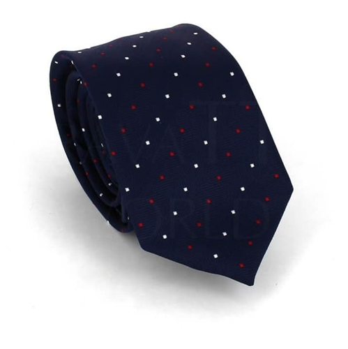 Corbata Estrecha de Lunares Azul Marino