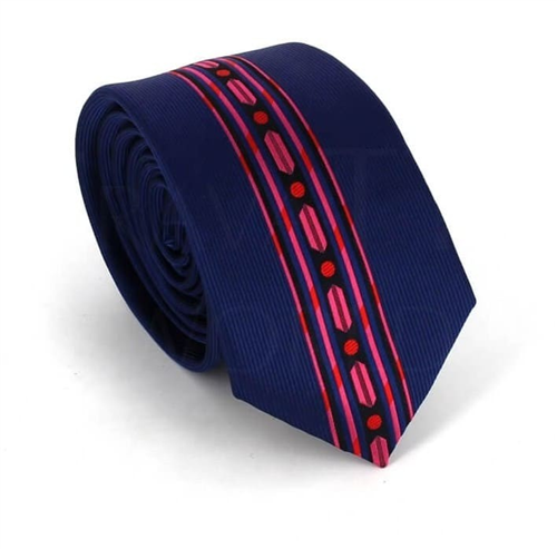 Corbata Estrecha Dibujo Vertical Azul