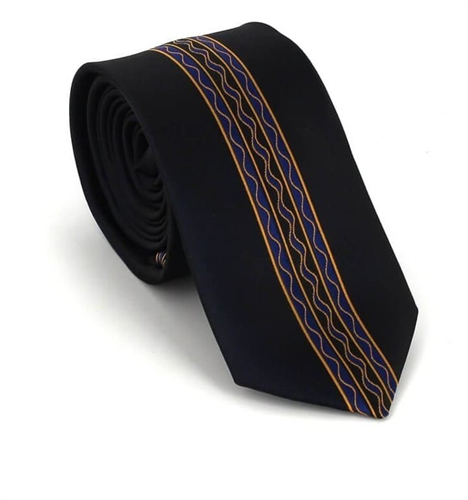 Corbata Estrecha Dibujo Vertical Negra