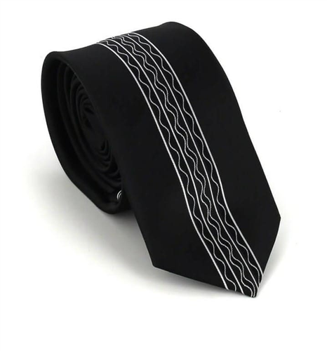 Corbata Estrecha Dibujo Vertical Negra