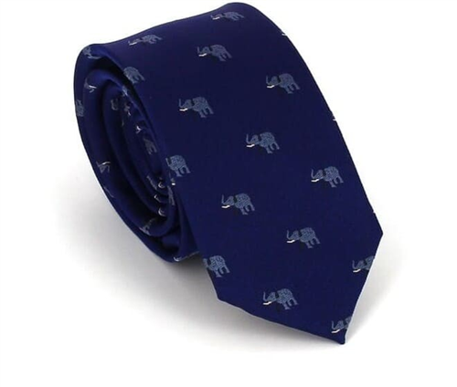 Corbata Estrecha Elefantes Azul
