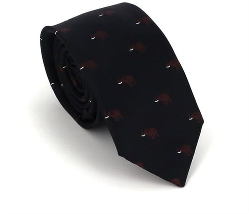 Corbata Estrecha Elefantes Negra