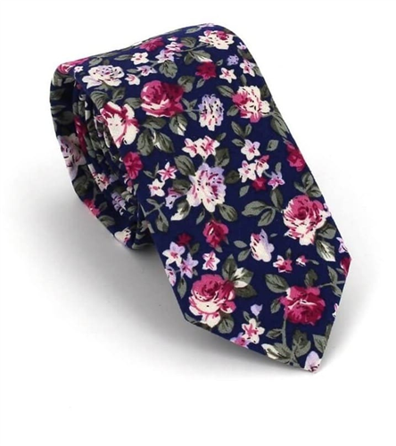 Corbata Estrecha Flores Azul