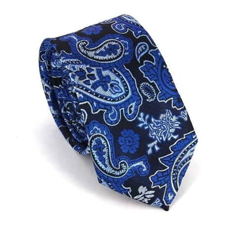 Corbata Estrecha Paisley Azul