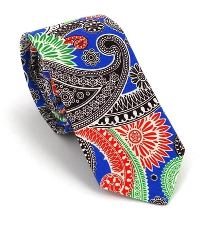 Corbata Estrecha Paisley Azul