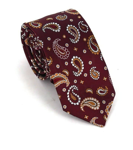 Corbata Estrecha Paisley Granate