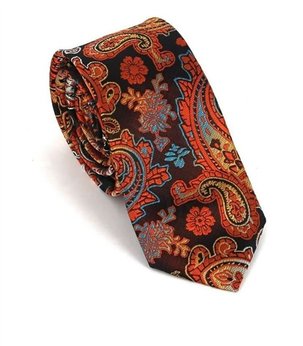 Corbata Estrecha Paisley Naranja