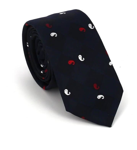 Corbata Estrecha Paisley Negra