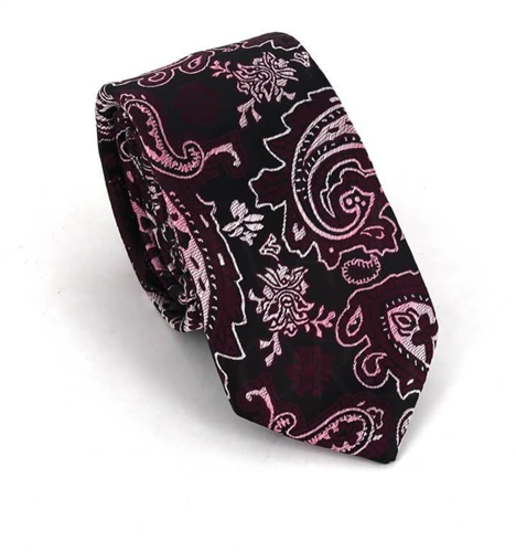Corbata Estrecha Paisley Roja Burdeos