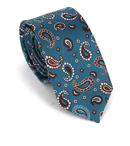 Corbata Estrecha Paisley Verde Esmeralda