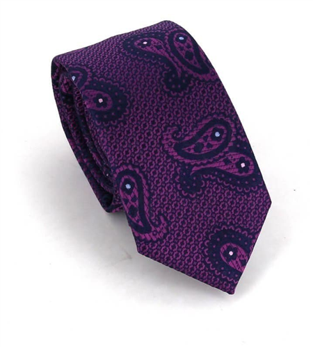 Corbata Estrecha Paisley Violeta y Azul