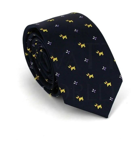 Corbata Estrecha Perritos Azul Marino