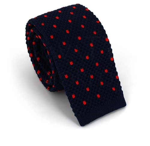Corbata Punto Azul Marino con Motas Rojas