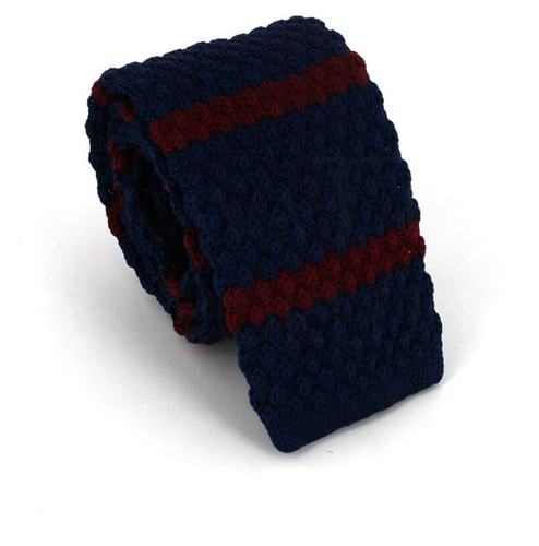 Corbata Punto Azul Rayas Granate