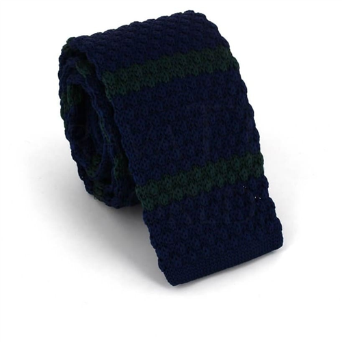 Corbata Punto Azul Rayas Verdes