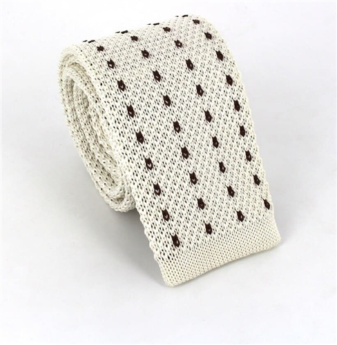 Corbata Punto Blanco Roto con Motas Marrones