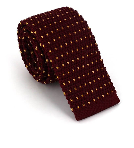 Corbata Punto Burdeos con Motas Amarillas