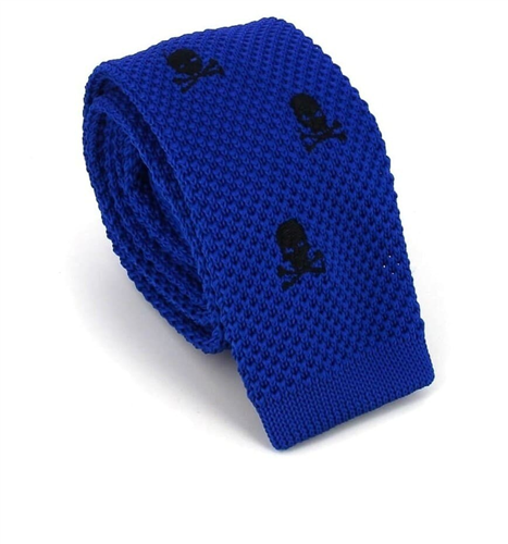 Corbata Punto Calaveras Azul