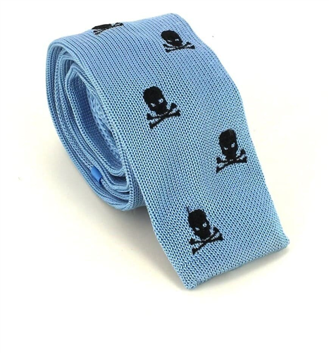 Corbata Punto Calaveras Azul Celeste