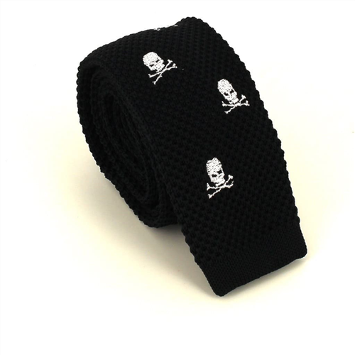 Corbata Punto Calaveras Negra