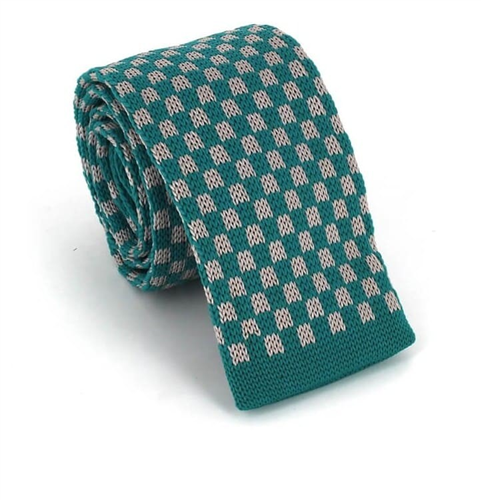 Corbata Punto Cuadros Azul Turquesa y Gris
