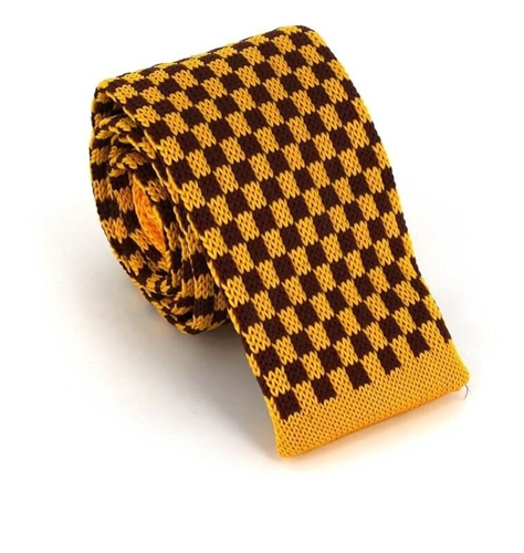 Corbata Punto Cuadros Dorada y Marrón