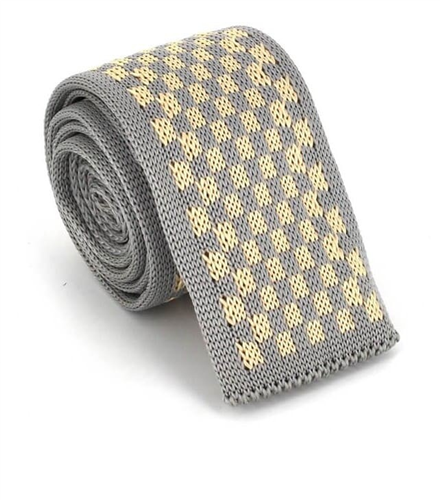 Corbata Punto Cuadros Gris y Beige