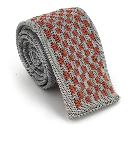 Corbata Punto Cuadros Gris y Marrón