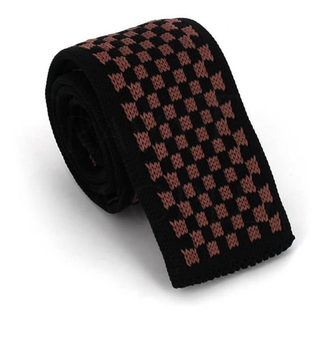 Corbata Punto Cuadros Marrón Oscuro y Claro