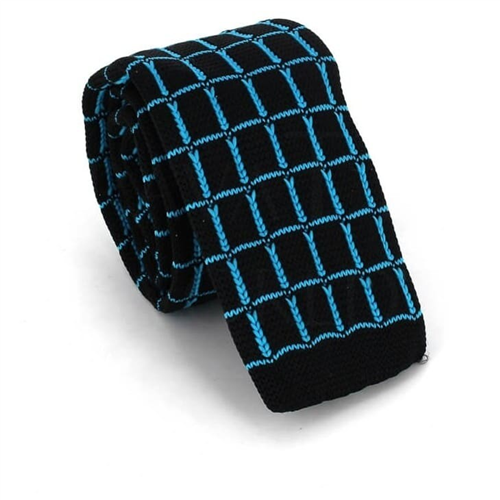 Corbata Punto Cuadros Negra y Turquesa