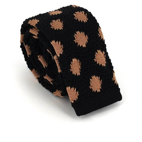 Corbata Punto Estampada Negra con Remiendos