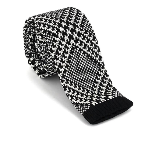 Corbata Punto Estampada Negra y Blanca