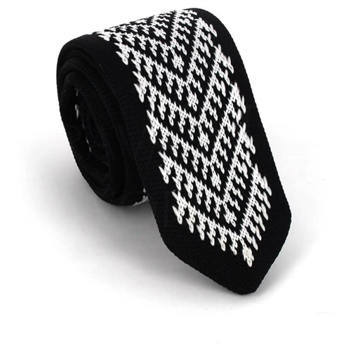 Corbata Punto Estampada Negra y Blanca