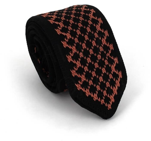 Corbata Punto Estampada Negra y Marrón