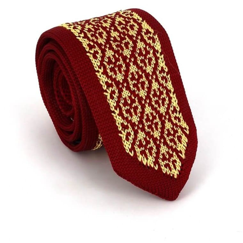 Corbata Punto Estampada Roja y Dorada
