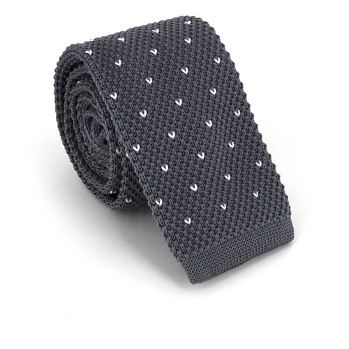 Corbata Punto Gris con Motas Blancas