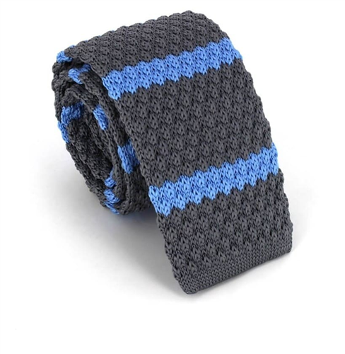 Corbata Punto Gris Rayas Azules