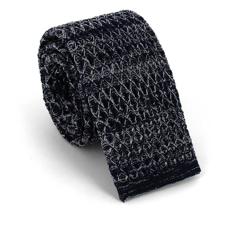 Corbata Punto Jaspeada Azul Oscuro y Blanca